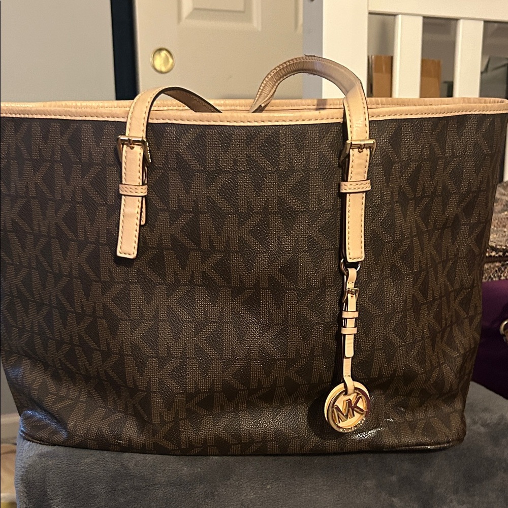 Michael Kors Brown and Tan Shoulder Bag